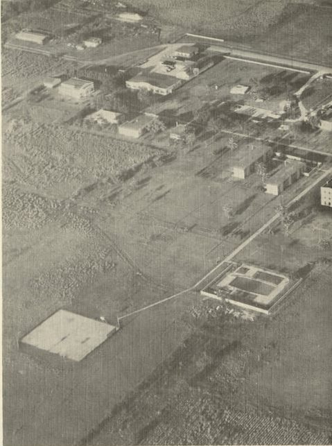 The campus from the air, 1959 — an official U.S. Navy photograph (Juntos 1967)
