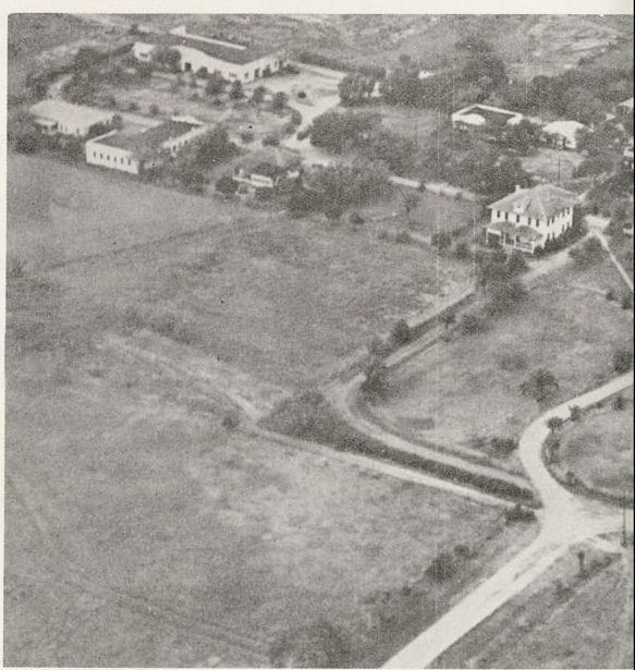 An aerial view of the Tex-Mex campus printed in 1963