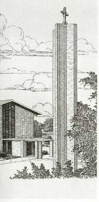 Drawing of the chapel tower (Juntos 1988)